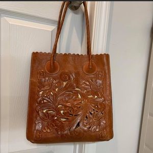 Patricia Nash Laser Cut Metallic Gold Tote